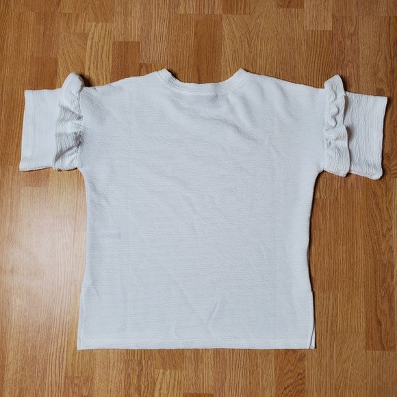 French Connection White Ruffled Sleeve Top Size XS - Picture 2 of 3